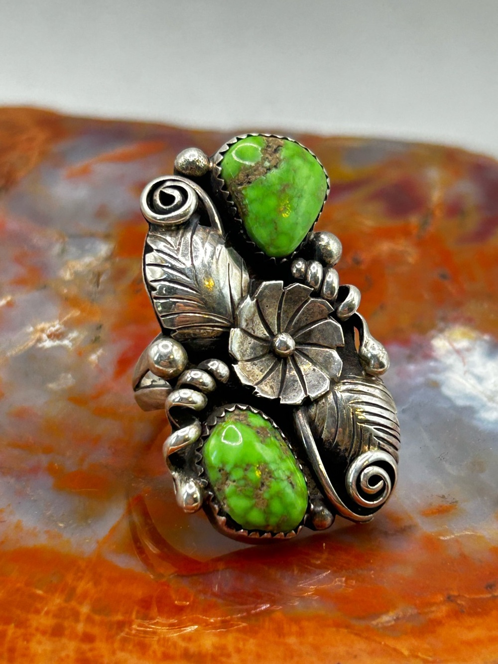 Southwest Sterling Silver Turquoise Ring - size 6.5